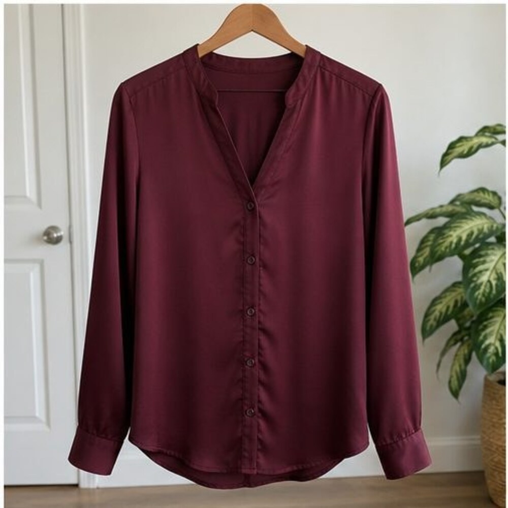 Burgundy Pleated Blouse